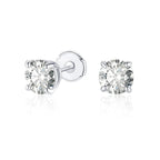 Brincos de Espiga Moissanite Corte Redondo - Wulgor