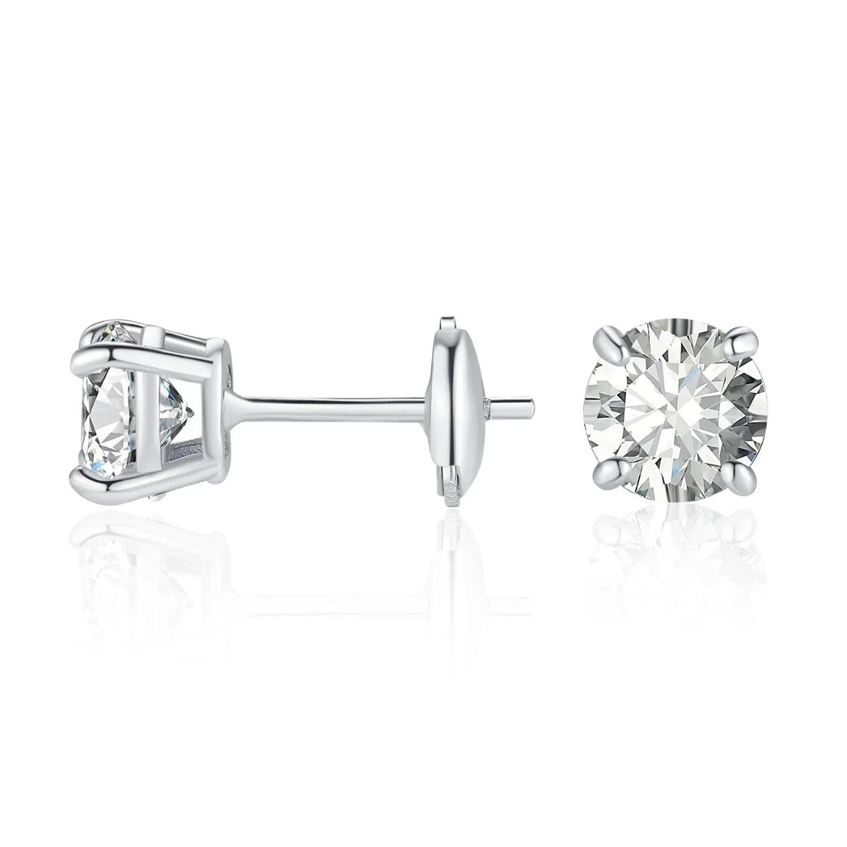 Brincos de Espiga Moissanite Corte Redondo - Wulgor