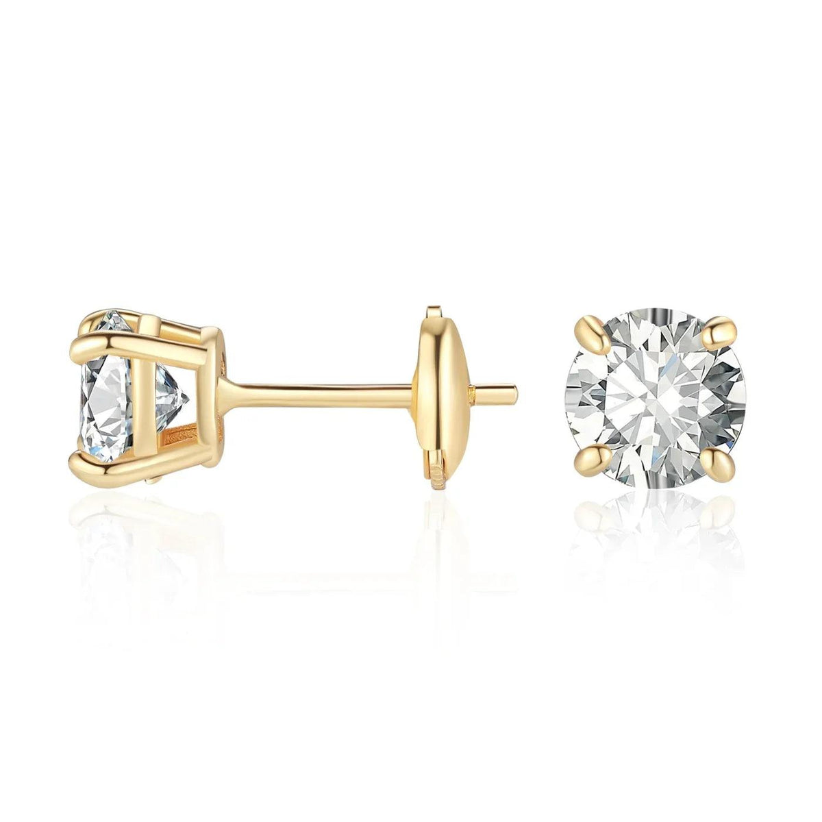 Brincos de Espiga Moissanite Corte Redondo - Wulgor