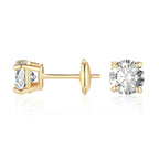 Brincos de Espiga Moissanite Corte Redondo - Wulgor