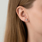 Brincos de Espiga Moissanite Corte Redondo - Wulgor